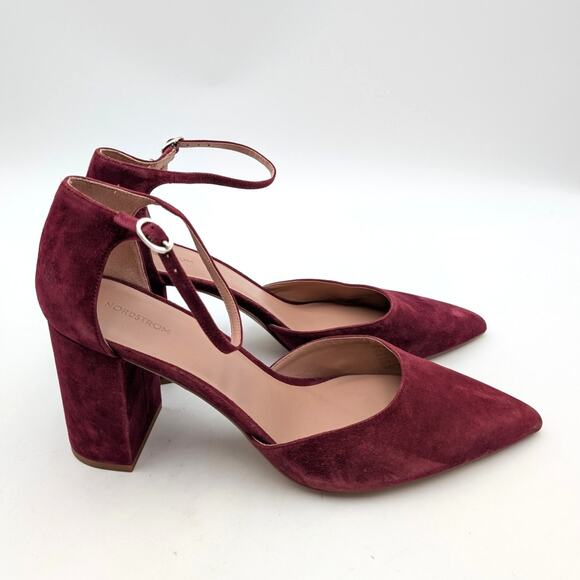 Nordstrom Paola Ankle Strap Pointed Toe Pump Women's Red Size US12M EU42.5 - Picture 3 of 15